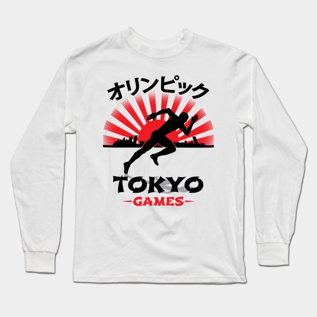 Sprinter Tokyo Olympics Track N Field Athlete Long Sleeve T-Shirt by atomguy